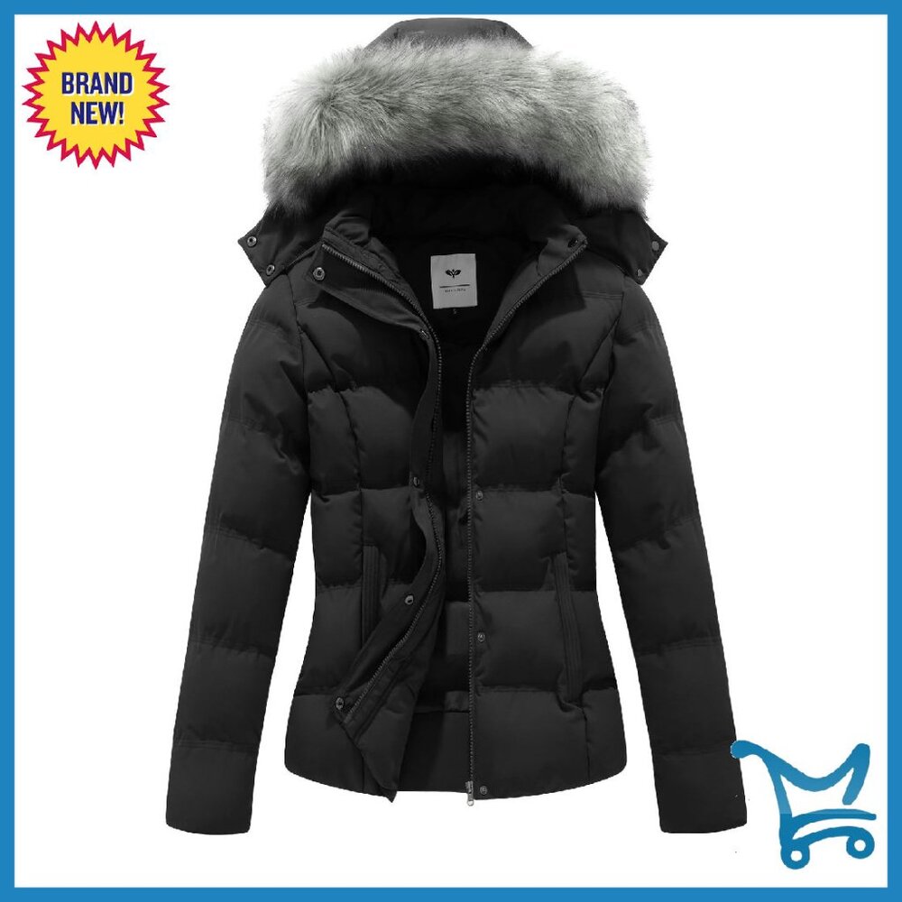Women's Hooded Quilted Puffer Jacket Winter Coat Windproof Waterproof